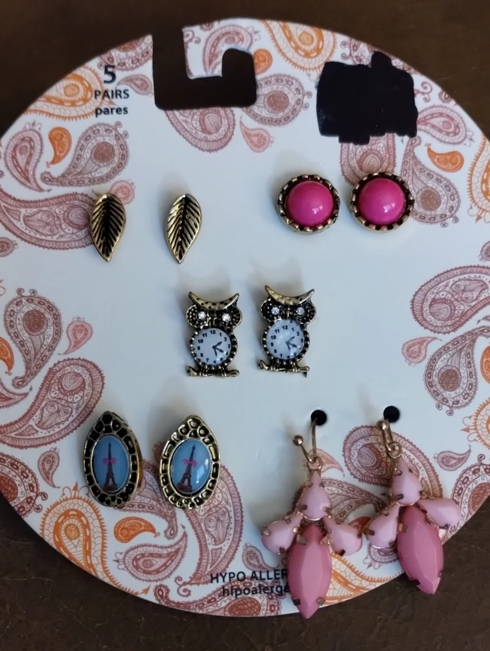 Set of 5 Pairs of Earrings